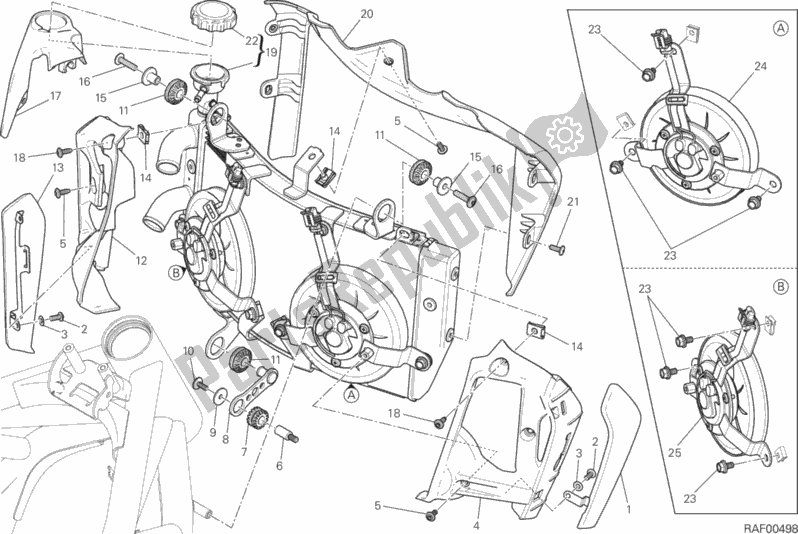 Todas as partes de Refrigerador De água do Ducati Monster 1200 S 2014